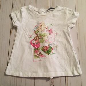 White Cotton Vacation Trip Screenprint Tee Top